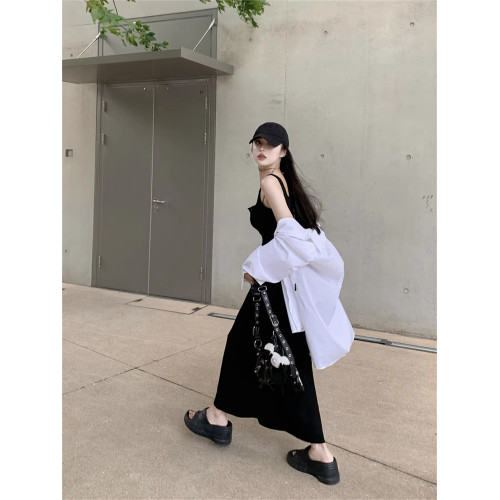 黑色純欲針織背心吊帶連衣裙女夏辣妹氣質高級感收腰顯瘦包臀長裙