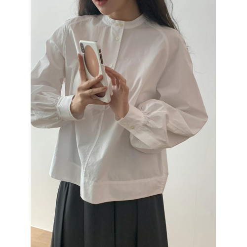 韓國東大門e*g復古學院風黑色顯瘦背帶裙 白色設計感立領襯衫套裝