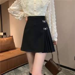 高腰A字半身裙大碼顯瘦遮胯短裙防走光百褶裙胖mm不規則裙子秋冬