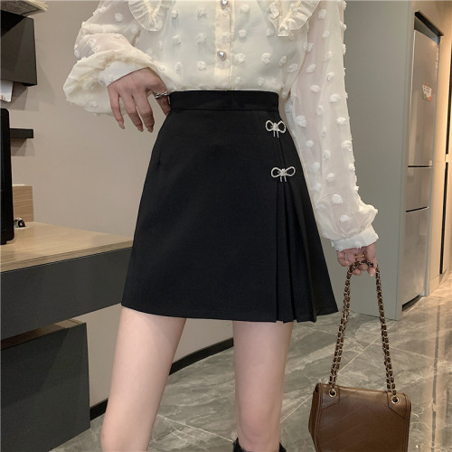 高腰A字半身裙大碼顯瘦遮胯短裙防走光百褶裙胖mm不規則裙子秋冬