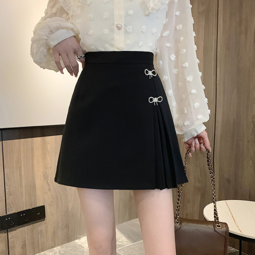 高腰A字半身裙大碼顯瘦遮胯短裙防走光百褶裙胖mm不規則裙子秋冬