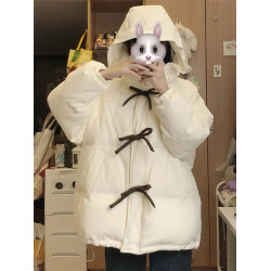 白色連帽羽絨服女2025新款巨好看的冬裝外套甜美小個子學生厚棉服
