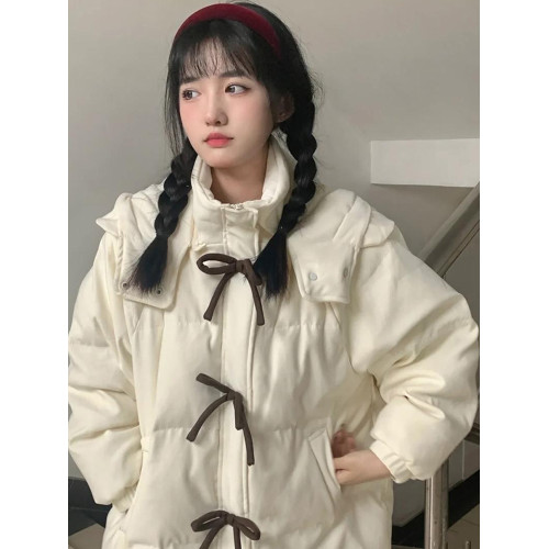 白色連帽羽絨服女2025新款巨好看的冬裝外套甜美小個子學生厚棉服 白色連帽羽絨服女2025新款巨好看的冬裝外套甜美小個子學生厚棉服