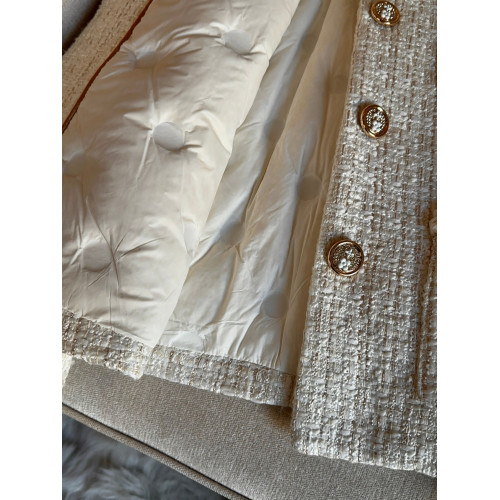 白色羽絨服內膽精緻小香風外套女冬季粗花呢白鴨絨加厚外套A72182 白色羽絨服內膽精緻小香風外套女冬季粗花呢白鴨絨加厚外套A72182