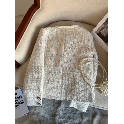 白色羽絨服內膽精緻小香風外套女冬季粗花呢白鴨絨加厚外套A72182 白色羽絨服內膽精緻小香風外套女冬季粗花呢白鴨絨加厚外套A72182