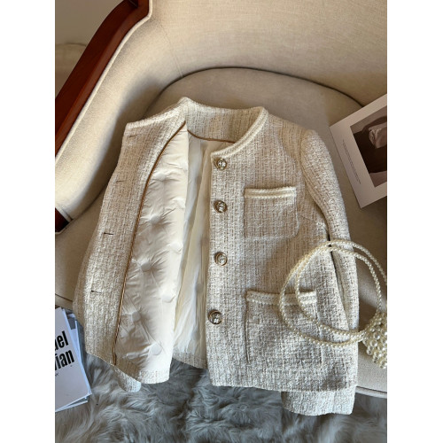 白色羽絨服內膽精緻小香風外套女冬季粗花呢白鴨絨加厚外套A72182 白色羽絨服內膽精緻小香風外套女冬季粗花呢白鴨絨加厚外套A72182