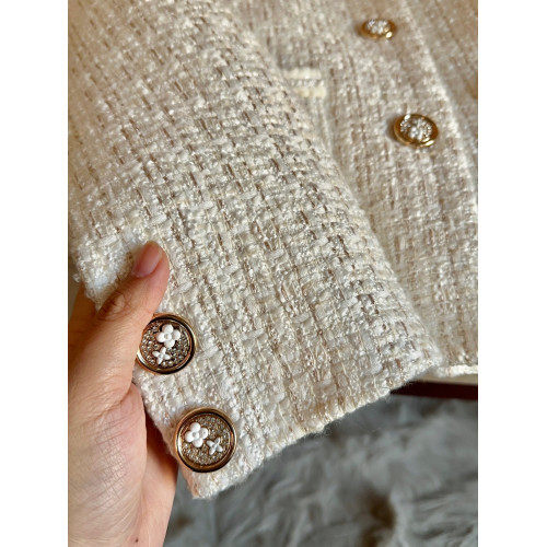 白色羽絨服內膽精緻小香風外套女冬季粗花呢白鴨絨加厚外套A72182 白色羽絨服內膽精緻小香風外套女冬季粗花呢白鴨絨加厚外套A72182