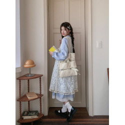 阮阮自製/森野惠 2025秋新款原創小衆超好看格子長袖連衣裙兩件套