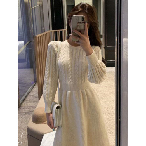 針織連衣裙女小個子2024秋冬新款韓版收腰顯瘦復古打底麻花毛衣裙 針織連衣裙女小個子2024秋冬新款韓版收腰顯瘦復古打底麻花毛衣裙