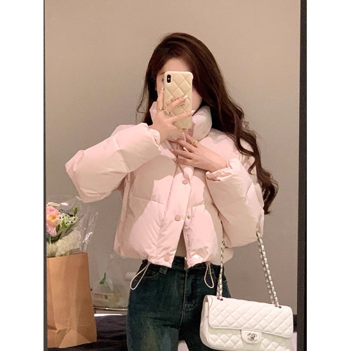 90白鴨絨粉色羽絨服女高級設計感小個子加厚保暖短款麵包外套冬季 90白鴨絨粉色羽絨服女高級設計感小個子加厚保暖短款麵包外套冬季