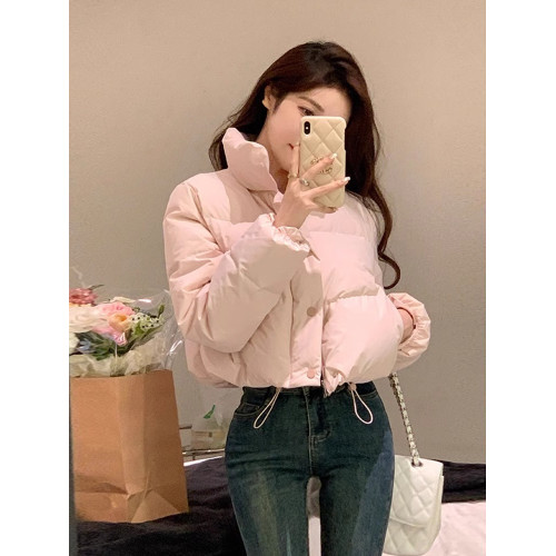 90白鴨絨粉色羽絨服女高級設計感小個子加厚保暖短款麵包外套冬季 90白鴨絨粉色羽絨服女高級設計感小個子加厚保暖短款麵包外套冬季