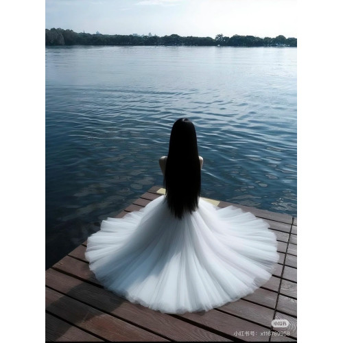 時尚潮品秋冬新款明星同款李多海純色長紗裙A字大擺網紗蓬蓬裙