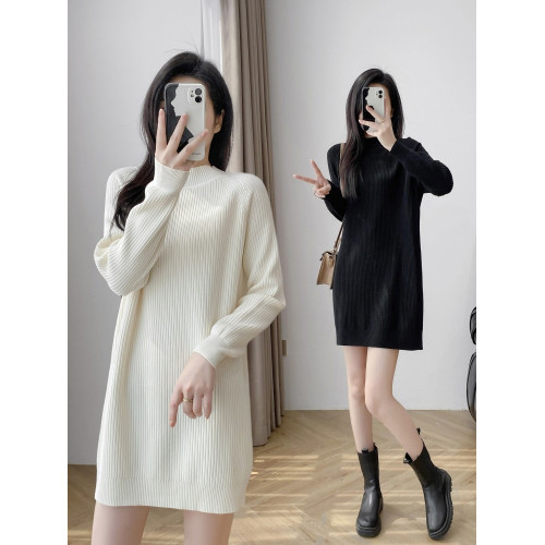 長袖針織毛衣連衣裙女配大衣2025秋冬新款小個子寬松內搭打底毛衣