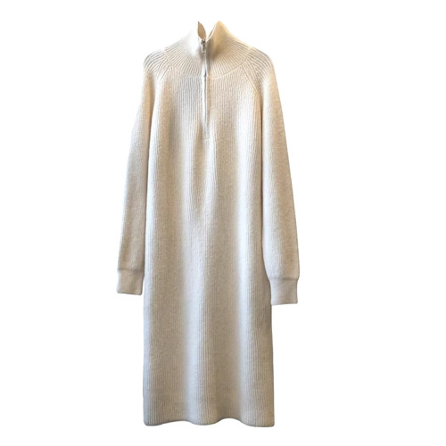 拉鍊翻領針織連衣裙女秋冬復古長款高領毛衣裙直筒加厚長袖打底裙