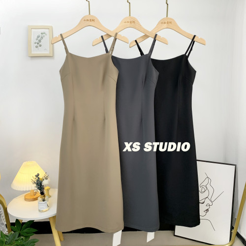 性感吊帶法式西裝連衣裙女2025春秋新款顯瘦氣質收腰百搭a字長裙