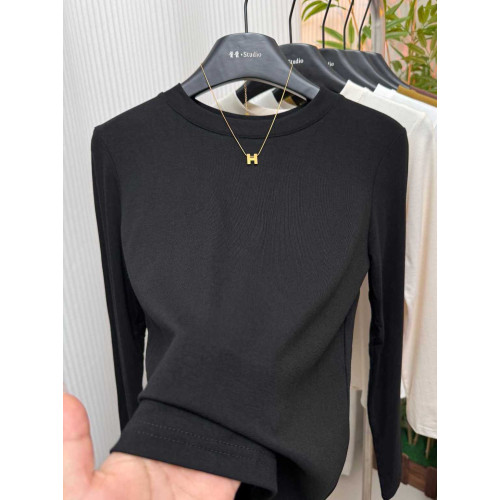 2025年春秋新款簡約氣質圓領打底衫修身顯瘦時尚百搭純色長袖上衣