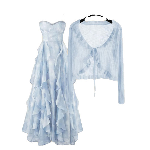 法式復古吊帶連衣裙女夏季2025新款海邊度假長裙子設計感披肩上衣 法式復古吊帶連衣裙女夏季2025新款海邊度假長裙子設計感披肩上衣