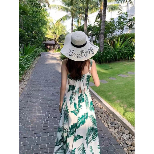 三亞旅遊露背吊帶連衣裙雪紡超仙長裙泰國海邊拍照衣服度假沙灘裙