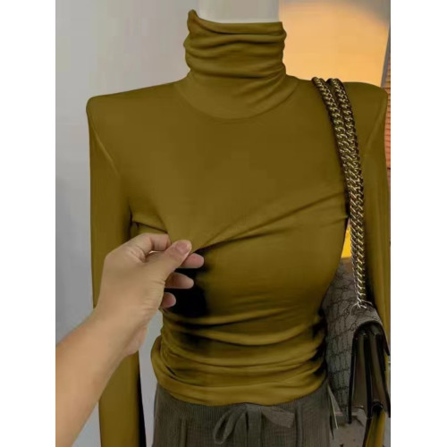 莫代爾秋冬新款大碼修身高領內搭T恤女氣質百搭長袖純色內搭上衣