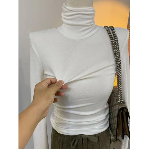 莫代爾秋冬新款大碼修身高領內搭T恤女氣質百搭長袖純色內搭上衣