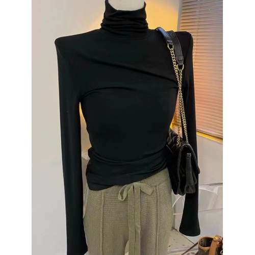 莫代爾秋冬新款大碼修身高領內搭T恤女氣質百搭長袖純色內搭上衣