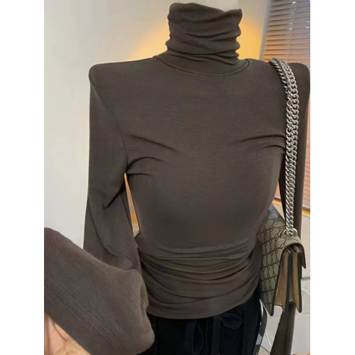 莫代爾秋冬新款大碼修身高領內搭T恤女氣質百搭長袖純色內搭上衣