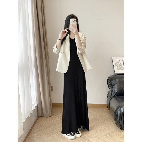 冰絲無袖背心裙女夏季新款寬松顯瘦超長款及踝內搭吊帶針織連衣裙