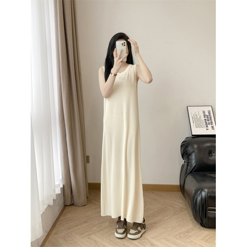 冰絲無袖背心裙女夏季新款寬松顯瘦超長款及踝內搭吊帶針織連衣裙