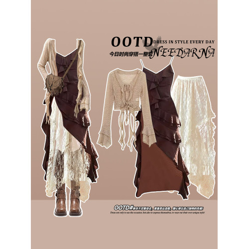 川西北新疆旅行美拉德穿搭阿爾忒彌斯裙女秋波西米亞廢土風連衣裙