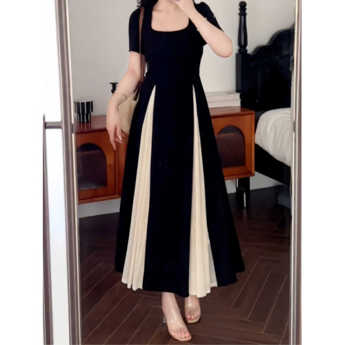 大碼法式網紗拼接別致連衣裙女夏季2025新款胖mm收腰氣質小黑裙子 大碼法式網紗拼接別致連衣裙女夏季2025新款胖mm收腰氣質小黑裙子