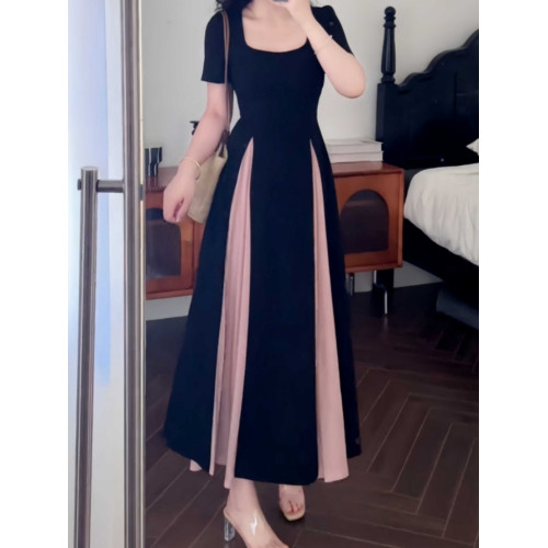 大碼法式網紗拼接別致連衣裙女夏季2025新款胖mm收腰氣質小黑裙子 大碼法式網紗拼接別致連衣裙女夏季2025新款胖mm收腰氣質小黑裙子