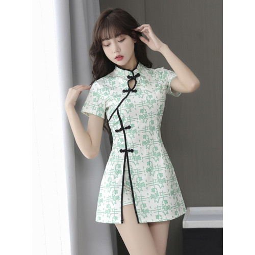 技師工作服養生會所旗袍足療衣服女夏季顯瘦性感連衣裙短褲兩件套 技師工作服養生會所旗袍足療衣服女夏季顯瘦性感連衣裙短褲兩件套