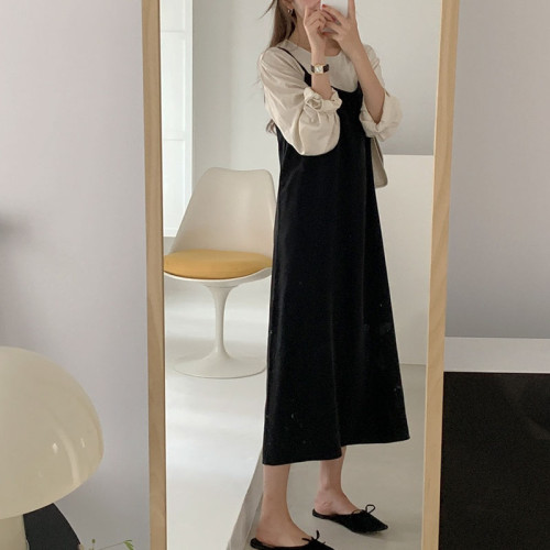 西裝吊帶裙女裝v領曡穿遛彎裙外穿寬松連衣裙內搭單穿無袖a字裙女