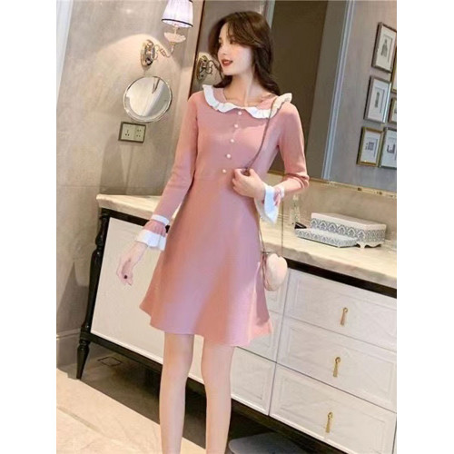 針織連衣裙女2023秋冬新款長袖赫本風小黑裙減齡顯瘦洋氣打底裙子