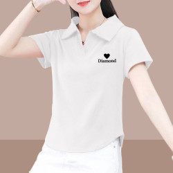 純棉短袖t恤女夏季2025新款修身顯瘦不規則小個子短款polo領上衣