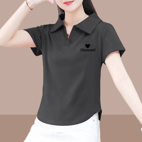純棉短袖t恤女夏季2025新款修身顯瘦不規則小個子短款polo領上衣