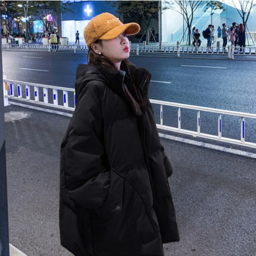 薑黃色羽絨棉服女2024年冬季中長款小個子韓版學院風加厚麵包服潮 薑黃色羽絨棉服女2024年冬季中長款小個子韓版學院風加厚麵包服潮