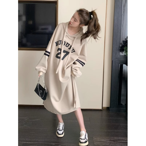 大碼胖mm300斤連帽衛衣長裙女春秋季寬松顯瘦遮肚子慵懶風連衣裙