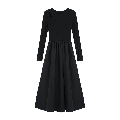 145小矮個子長袖連衣裙女秋150顯高穿搭收腰法式赫本風打底長裙xs