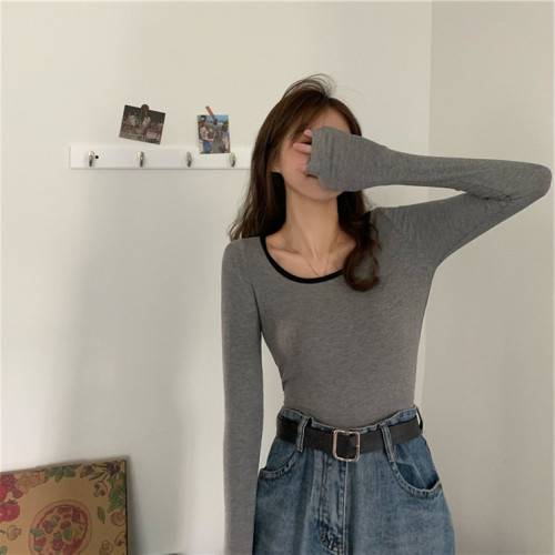 大碼2025新款長袖T恤胖mm內搭打底衫女早秋款顯瘦遮肚上衣藏肉