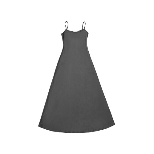 美式時髦出街簡約休閒大裙擺吊帶連衣裙女寬松春秋日常通勤長裙子