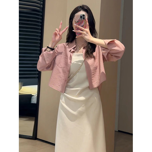 法式吊帶連衣裙子女裝2025新款秋冬季氣質韓系穿搭高級感套裝長裙