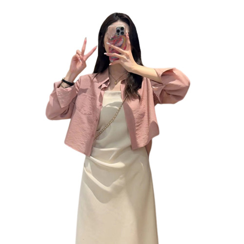 法式吊帶連衣裙子女裝2025新款秋冬季氣質韓系穿搭高級感套裝長裙