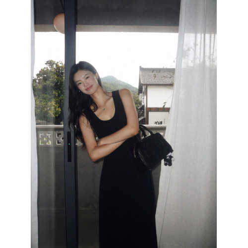 pusumede 黑色針織背心連衣裙女夏高級感氣質修身顯瘦小黑裙短裙