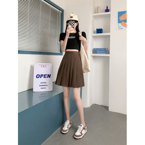 黑色松緊腰西裝百褶裙加長款高個子學院風高腰顯瘦百搭a字半身裙 黑色松緊腰西裝百褶裙加長款高個子學院風高腰顯瘦百搭a字半身裙