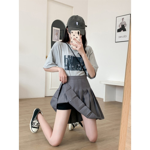 黑色松緊腰西裝百褶裙加長款高個子學院風高腰顯瘦百搭a字半身裙 黑色松緊腰西裝百褶裙加長款高個子學院風高腰顯瘦百搭a字半身裙