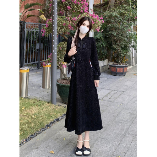 高級感國風盤釦紅色改良旗袍裙大碼胖mm新中式復古收腰顯瘦連衣裙