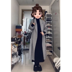 羽絨服女冬季2025新款高級感炸街羊毛呢外套加厚羽絨內膽呢子大衣