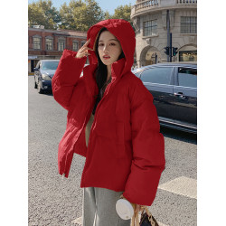今年流行紅色羽絨服女短款2025冬季新款韓版加厚90白鴨絨棉服外套