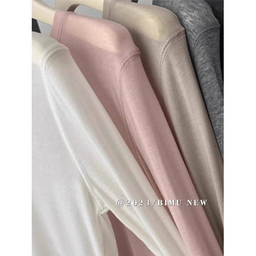 天絲羊毛面膜T女2025春裝薄款白色內搭打底衫長袖T恤圓領正肩上衣 天絲羊毛面膜T女2025春裝薄款白色內搭打底衫長袖T恤圓領正肩上衣